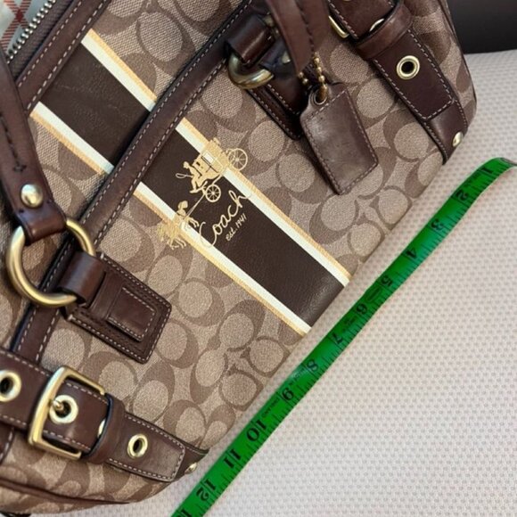 Coach Heritage Stripe Double Zip Satchel 12530 Handba - Picture 2 of 6